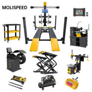 MOLISPEED Full Set Tire Changer Combo Wheel Alignment Four Columns Car Lifter 4 Post Car Lifts For Workshop With Secondary Jack